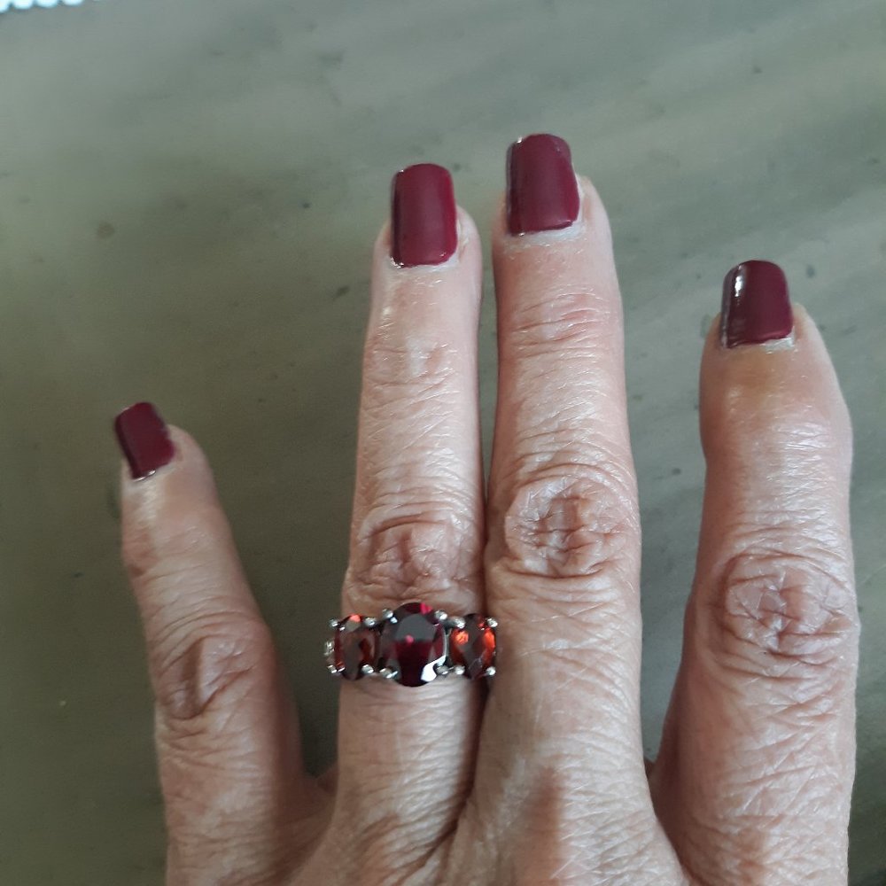 Sterling silver genuine garnet ring